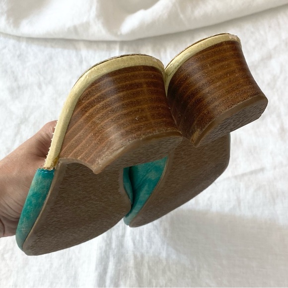 Vintage Retro Miz Mooz by Garth Teal Green Floral Shoes - Picture 7 of 16